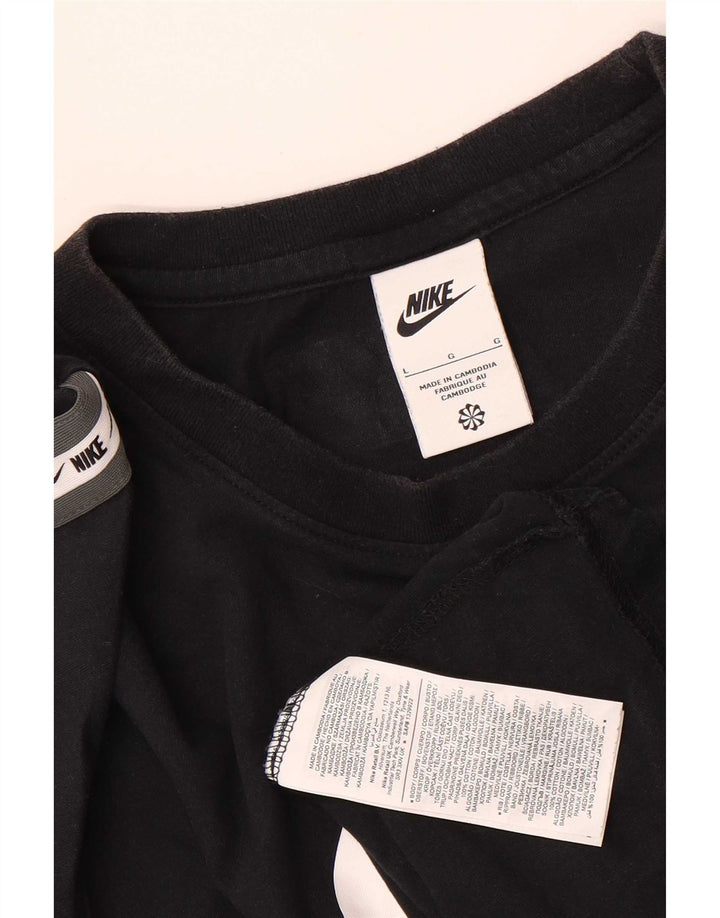 Nike Mens Graphic T-Shirt Top Large Black Colourblock Cotton