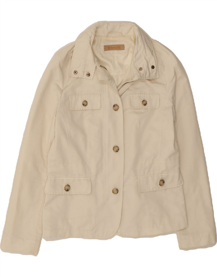 MASSIMO DUTTI Womens Utility Jacket UK 14 Medium Off White Polyester Vintage Massimo Dutti and Second-Hand Massimo Dutti from Messina Hembry 