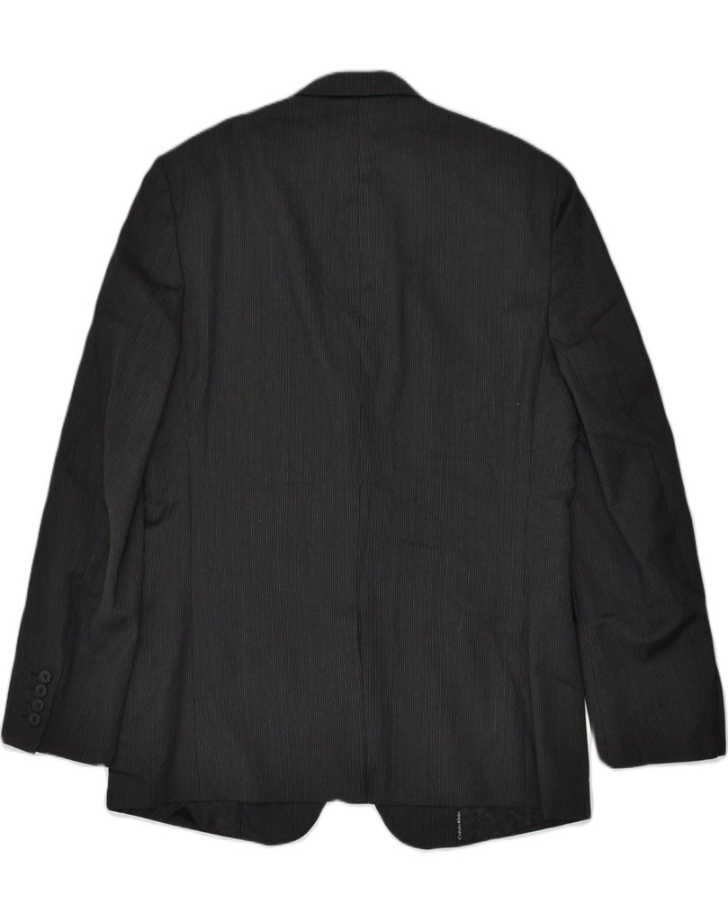 CALVIN KLEIN Womens 2 Button Blazer Jacket UK 38 Medium Black Pinstripe | Vintage Calvin Klein | Thrift | Second-Hand Calvin Klein | Used Clothing | Messina Hembry 