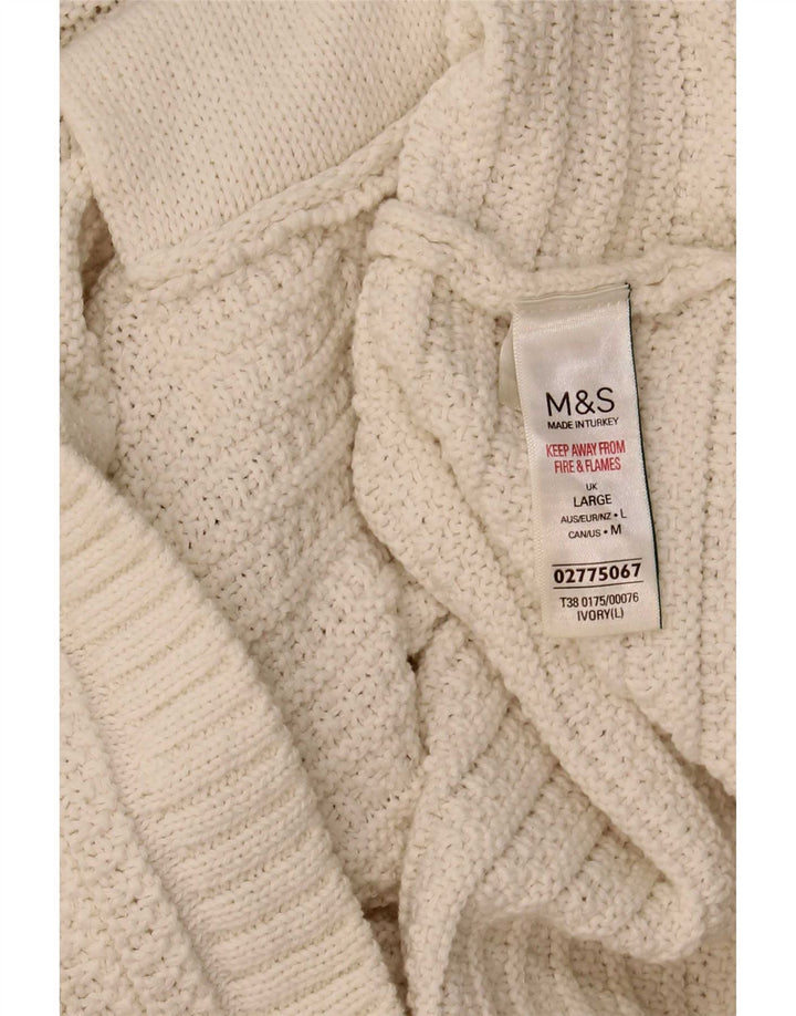 Marks & Spencer Womens Crop Cardigan Sweater UK 16 Large Off White