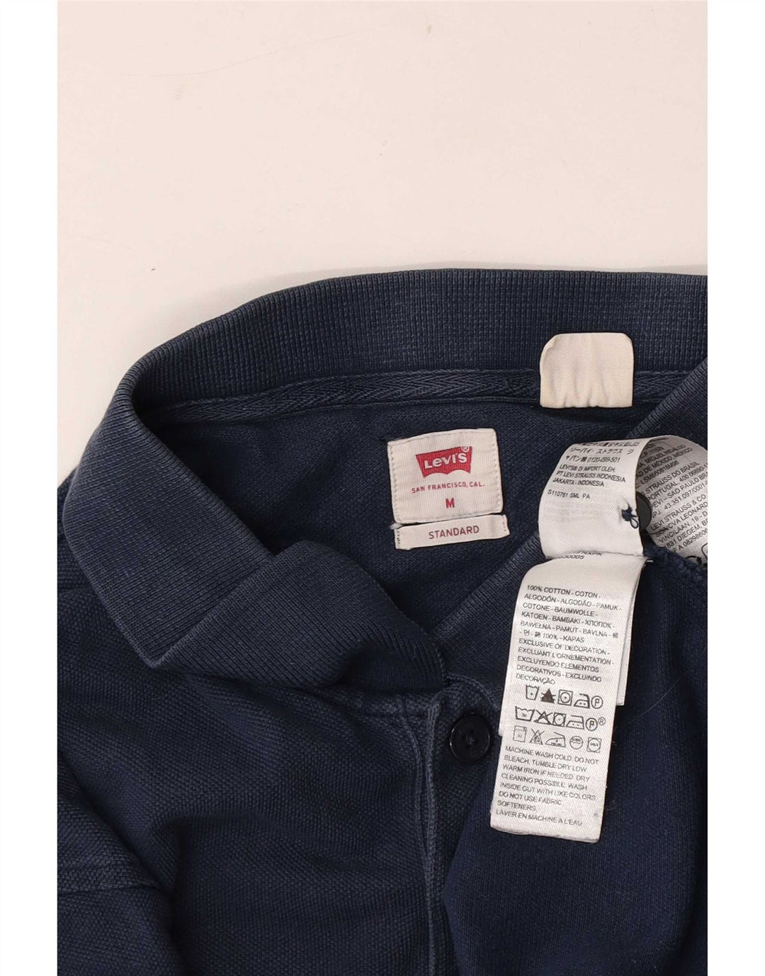 Levi's Mens Standard Polo Shirt Medium Navy Blue Cotton
