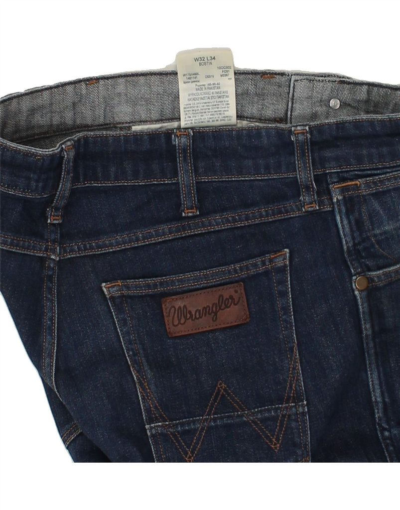 WRANGLER Mens Bostin Slim Jeans W32 L28 Navy Blue Cotton | Vintage Wrangler | Thrift | Second-Hand Wrangler | Used Clothing | Messina Hembry 