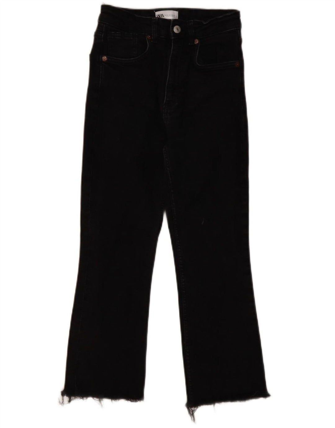ZARA Womens Cropped Jeans EU 36 XS W26 L23 Black Cotton