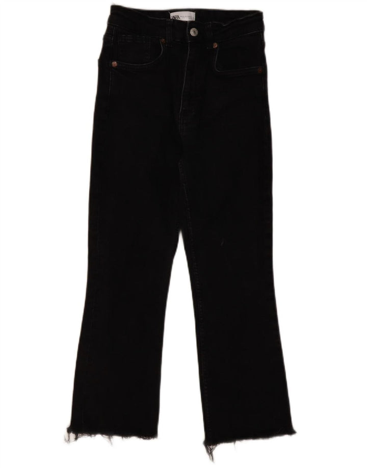 ZARA Womens Cropped Jeans EU 36 XS W26 L23 Black Cotton