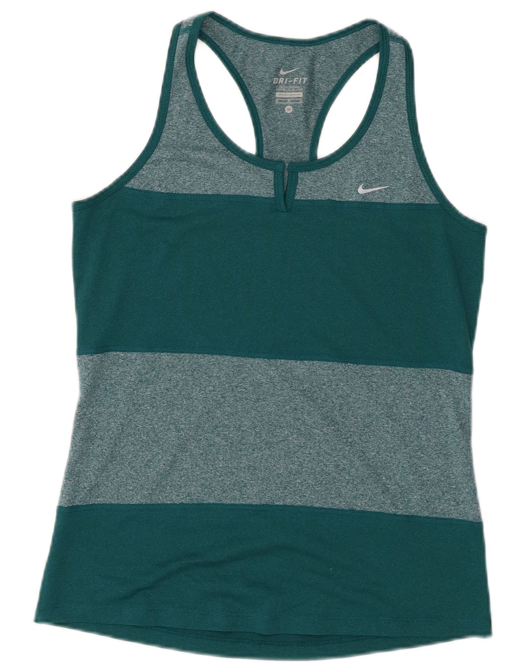 Nike Womens Dri Fit Vest Top UK 12 Medium Green Colourblock Polyester