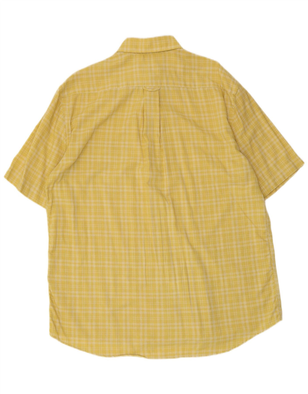 Hugo Boss Mens Short Sleeve Shirt Large Yellow Check Cotton