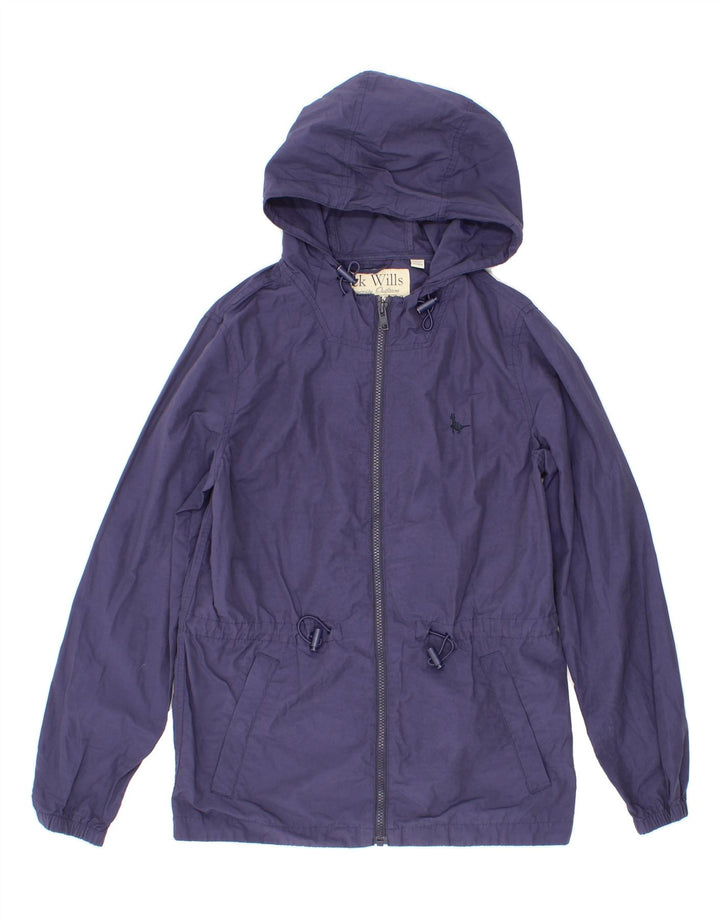 JACK WILLS Womens Hooded Rain Jacket UK 8 Small Blue Cotton Vintage Jack Wills and Second-Hand Jack Wills from Messina Hembry 