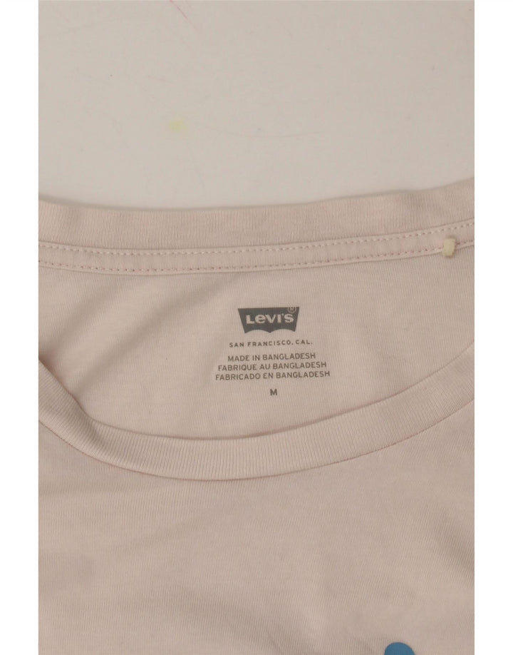 LEVI'S Womens Graphic T-Shirt Top UK 14 Medium Pink Cotton Vintage Levi's and Second-Hand Levi's from Messina Hembry 