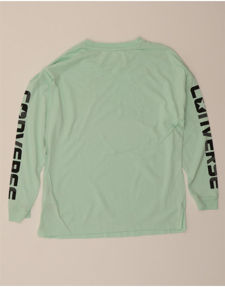 CONVERSE Mens Graphic Top Long Sleeve Small Turquoise Cotton Vintage Converse and Second-Hand Converse from Messina Hembry 
