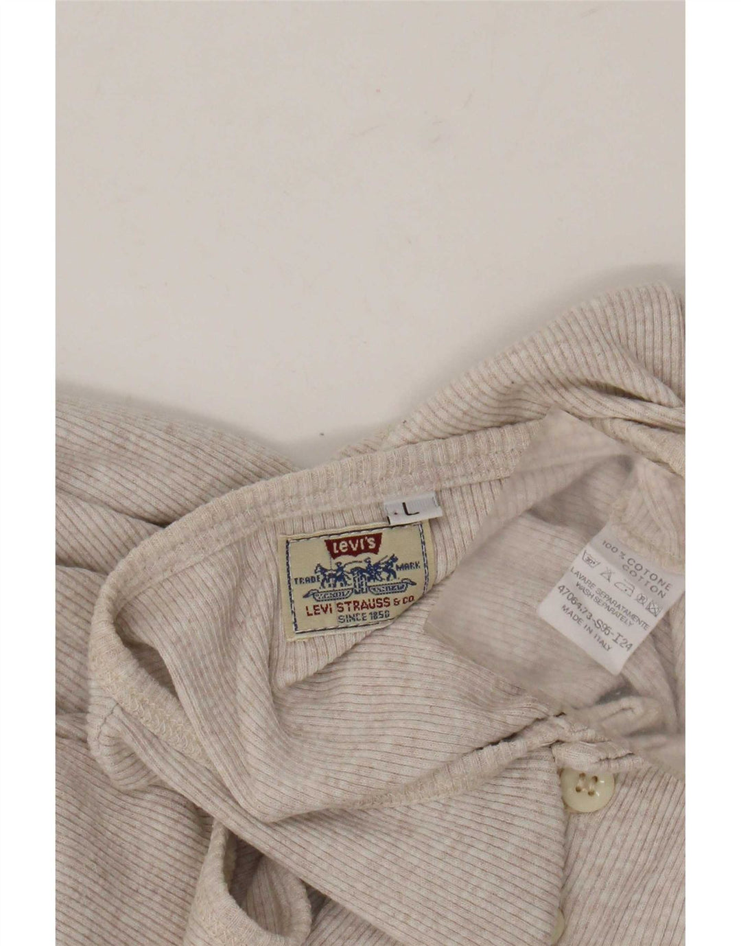 Levi's Womens Vest Top UK 14 Large Beige Flecked Cotton