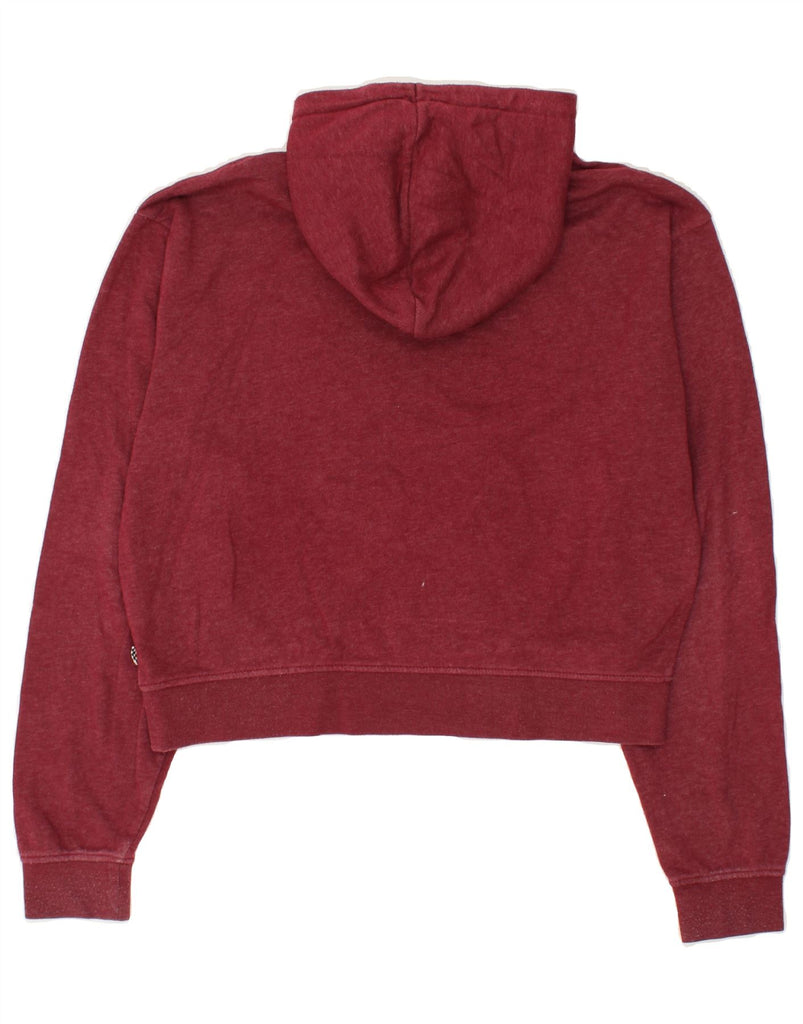 VANS Womens Crop Graphic Hoodie Jumper UK 10 Small Burgundy Cotton | Vintage Vans | Thrift | Second-Hand Vans | Used Clothing | Messina Hembry 