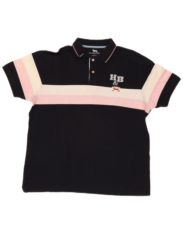 Harmont & Blaine Mens Graphic Polo Shirt 2XL Navy Blue Colourblock