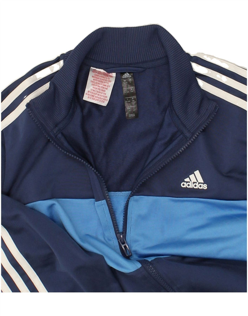 ADIDAS Boys Tracksuit Top Jacket 13-14 Years Navy Blue Colourblock | Vintage Adidas | Thrift | Second-Hand Adidas | Used Clothing | Messina Hembry 