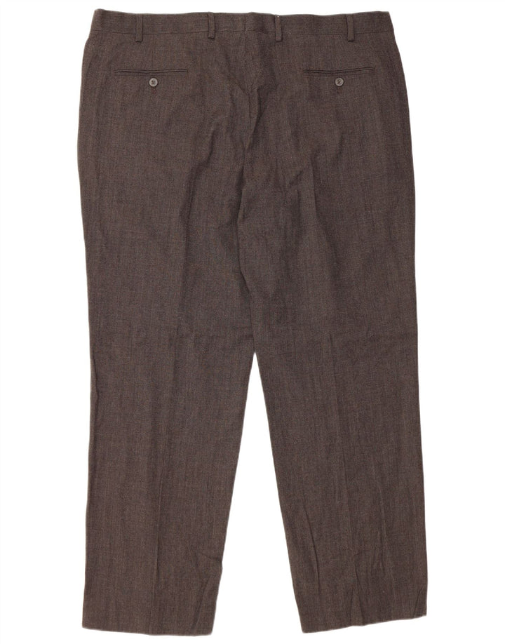 Marks & Spencer Mens Regular Fit Casual Trousers W42 L31 Black Wool