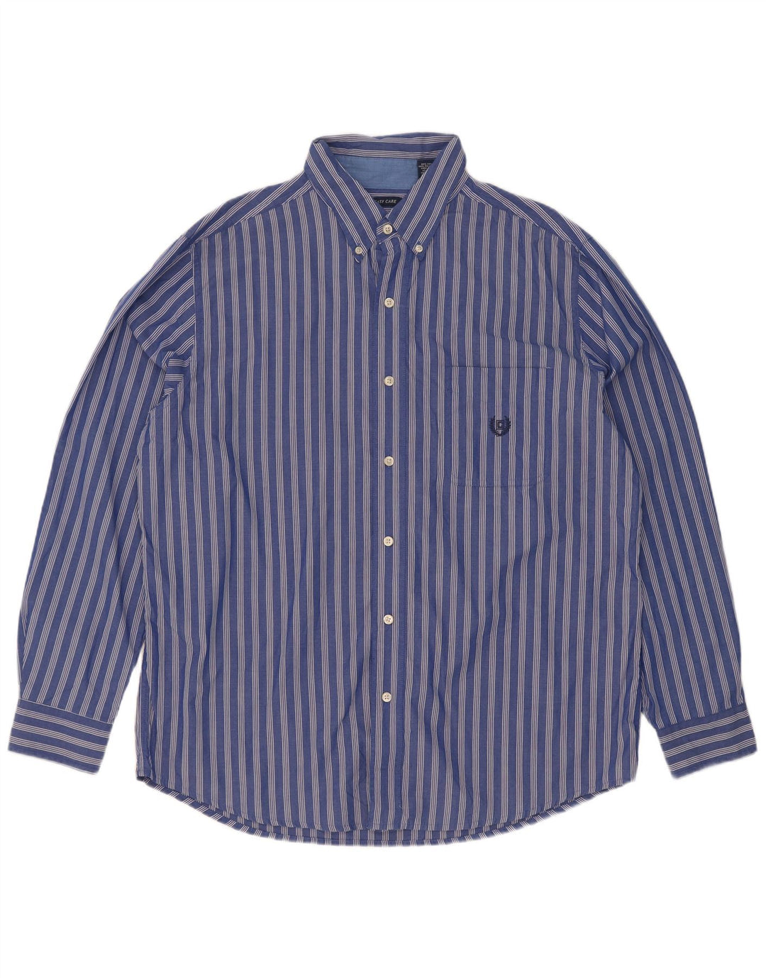 Chaps Mens Shirt Large Blue Striped Cotton