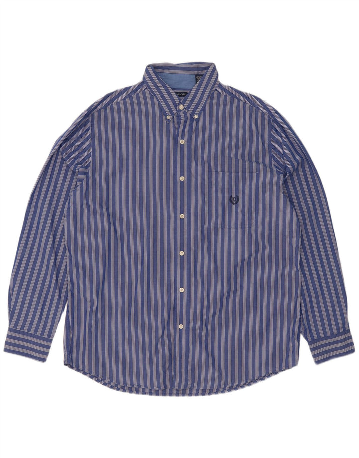 Chaps Mens Shirt Large Blue Striped Cotton