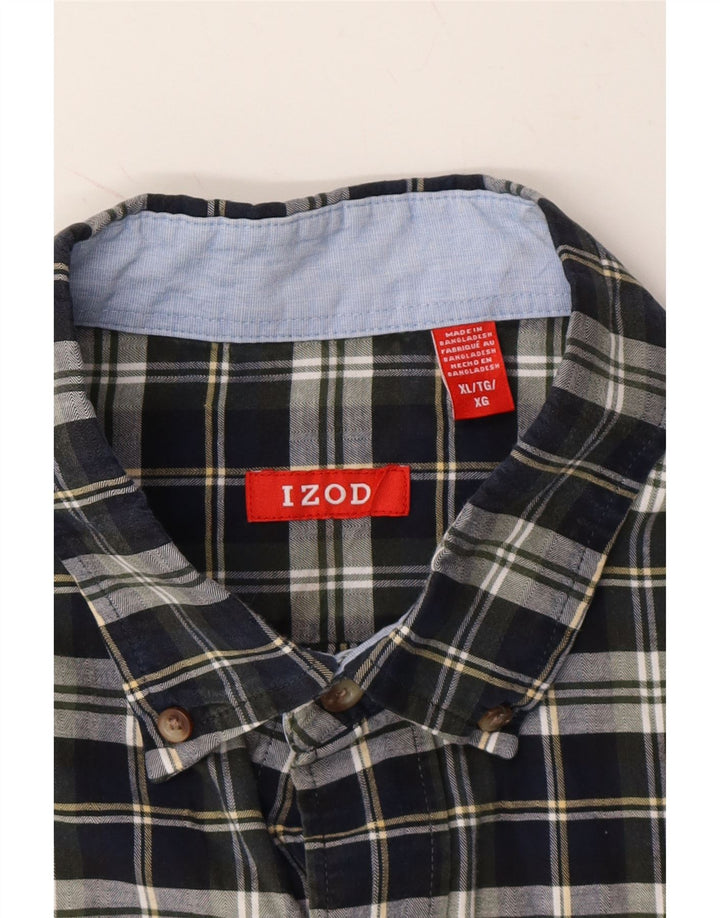 IZOD Mens Flannel Shirt XL Navy Blue Check Cotton Vintage Izod and Second-Hand Izod from Messina Hembry 