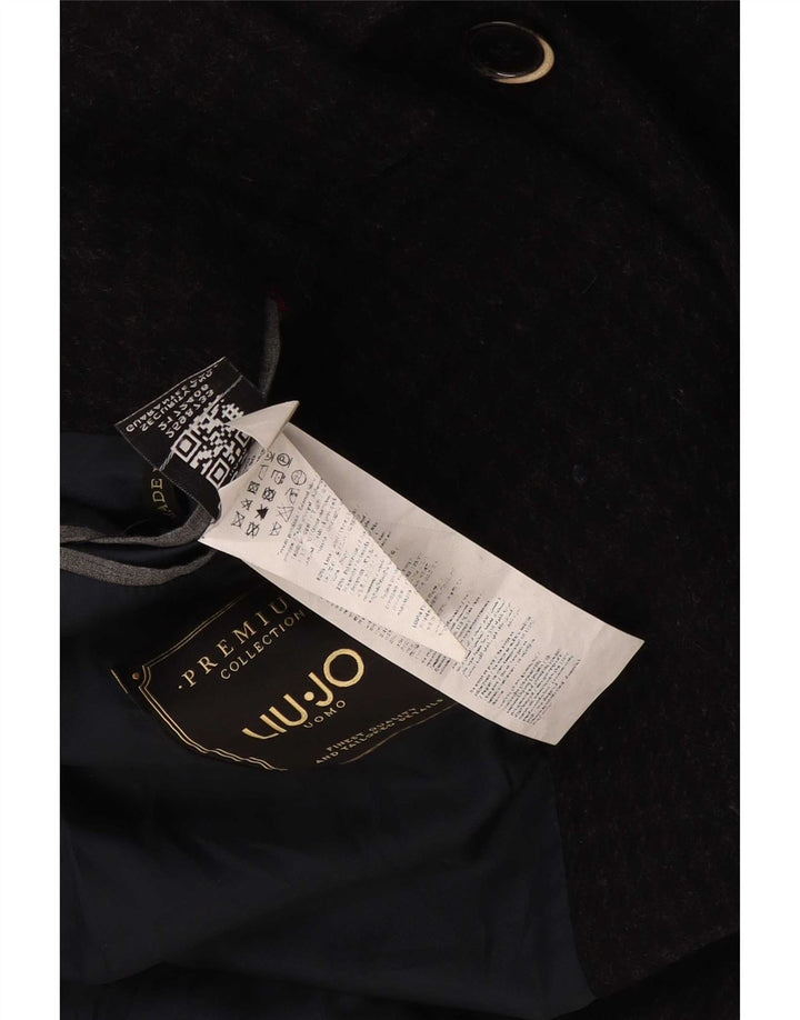 Liu Jo Mens Overcoat IT 50 Large Black Houndstooth Wool