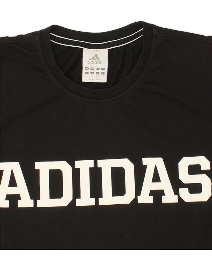 ADIDAS Mens Graphic T-Shirt Top XL Black Cotton Vintage Adidas and Second-Hand Adidas from Messina Hembry 