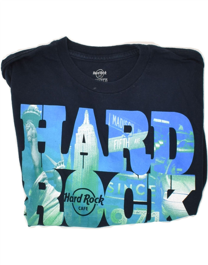 HARD ROCK CAFE Mens New York Graphic T-Shirt Top Medium Navy Blue Cotton | Vintage Hard Rock Cafe | Thrift | Second-Hand Hard Rock Cafe | Used Clothing | Messina Hembry 