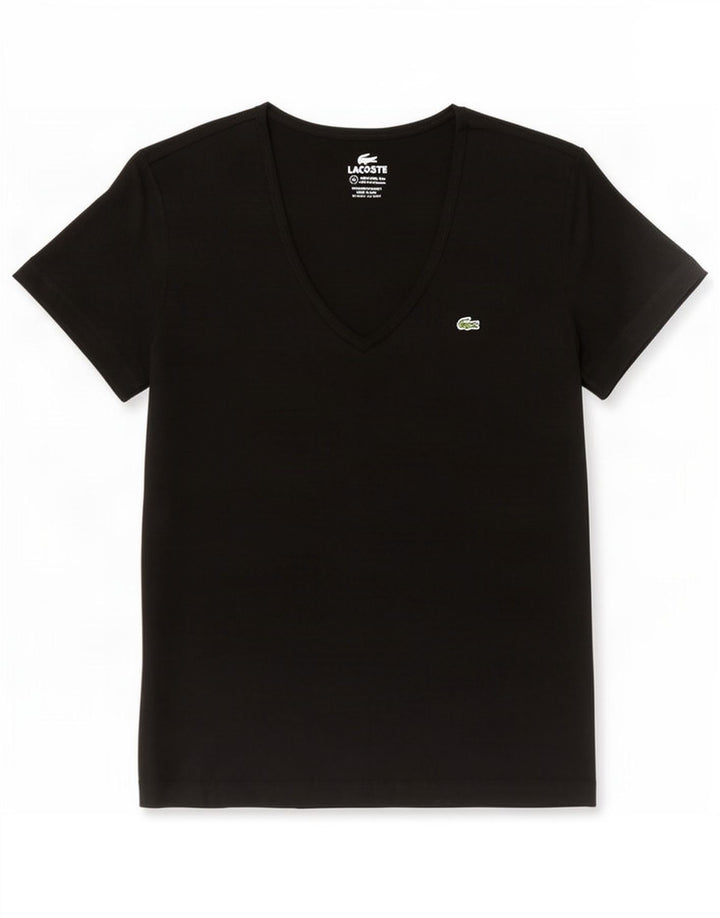 Lacoste Womens T-Shirt Top Size 42 Large Black Cotton