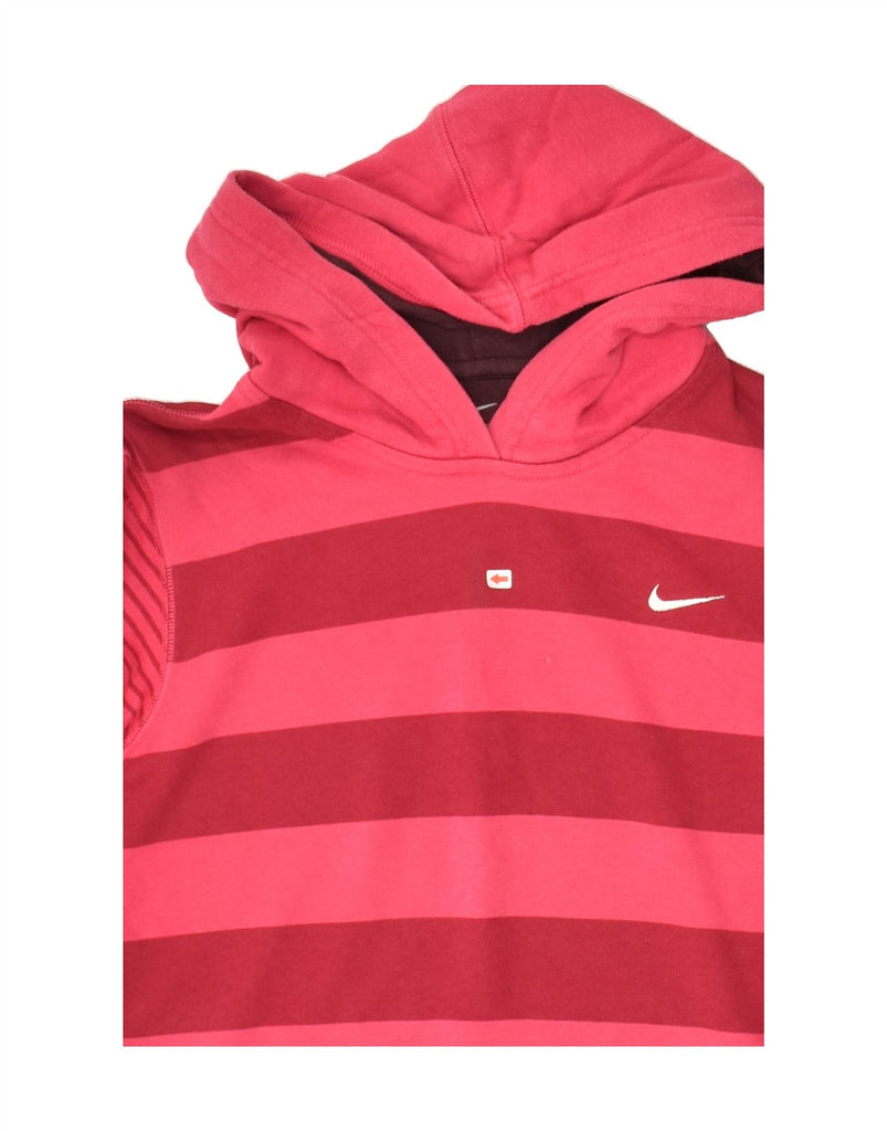 NIKE Girls Hoodie Jumper 13-14 Years XL Pink Striped Cotton | Vintage Nike | Thrift | Second-Hand Nike | Used Clothing | Messina Hembry 