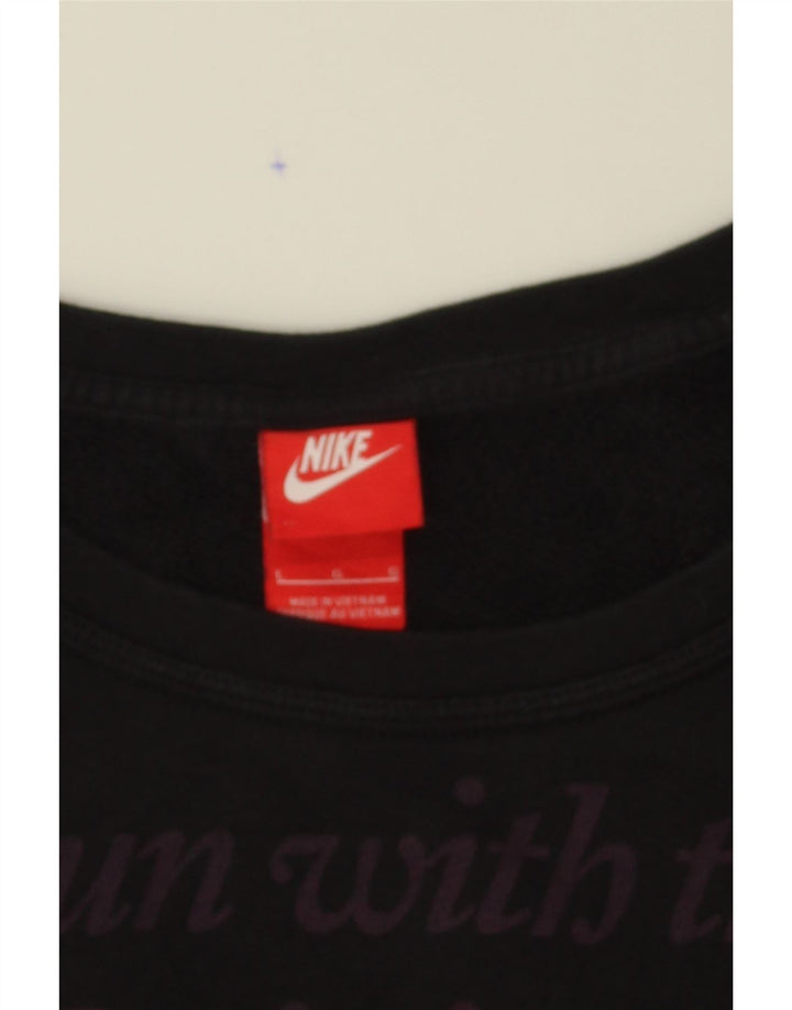 NIKE Womens Oversized Graphic Sweatshirt Jumper UK 16 Large Black Cotton Vintage Nike and Second-Hand Nike from Messina Hembry 