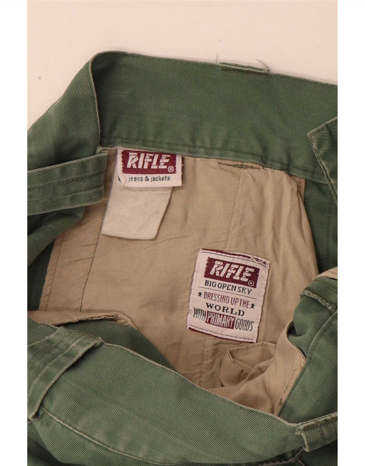 Rifle Mens Tapered Cargo Trousers W28 L30 Green