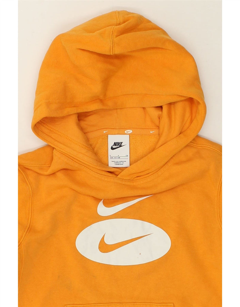 NIKE Boys Graphic Zip Hoodie Sweater 8-9 Years Small  Orange Cotton | Vintage Nike | Thrift | Second-Hand Nike | Used Clothing | Messina Hembry 