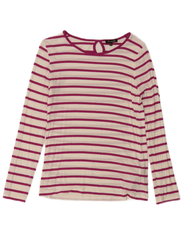 Massimo Dutti Womens Top Long Sleeve UK 10 Small White Striped Modal