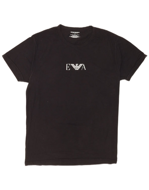 Emporio Armani Mens Graphic T-Shirt Top XL Black Cotton