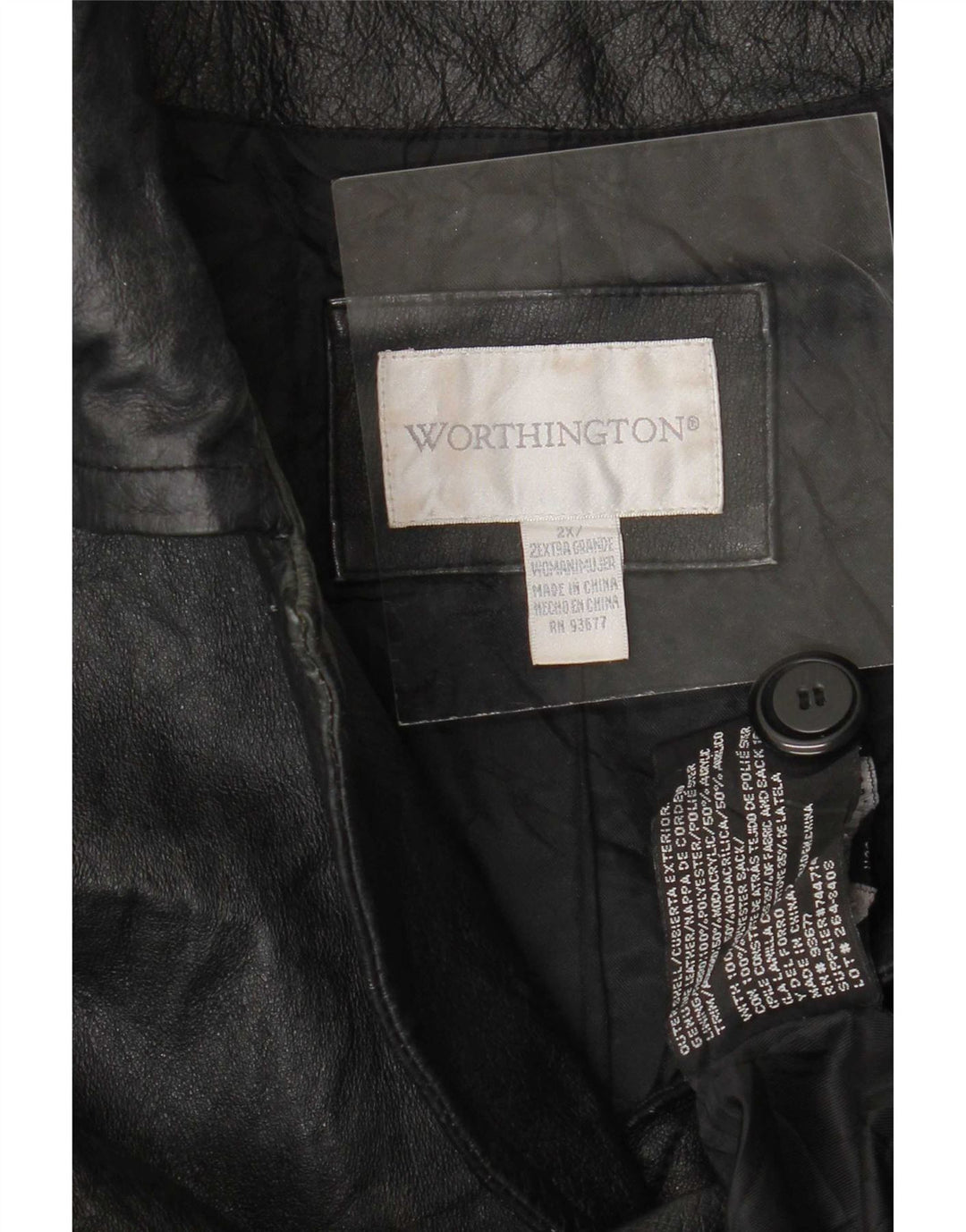 Worthington Womens Leather Coat UK 20 2XL Black