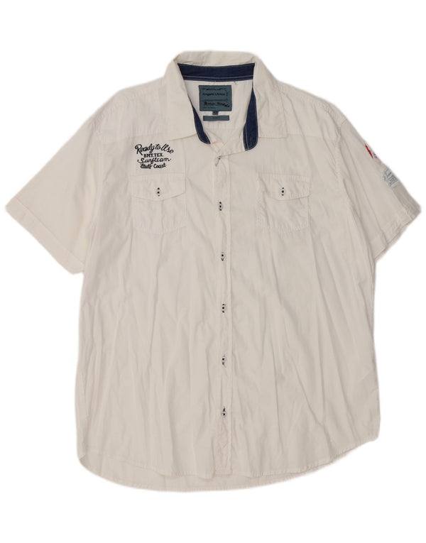 Angelo Litrico Mens Short Sleeve Slim Fit Shirt IT 48 Medium White Cotton