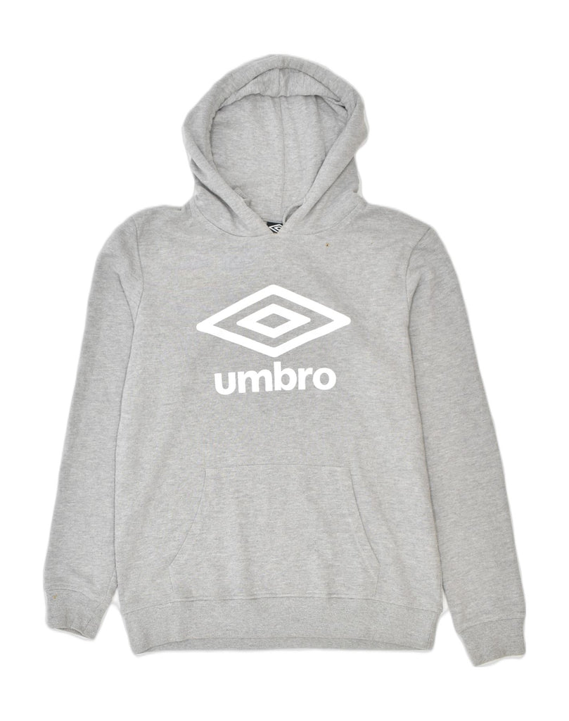 UMBRO Mens Graphic Hoodie Jumper Medium Grey Cotton | Vintage | Thrift | Second-Hand | Used Clothing | Messina Hembry 