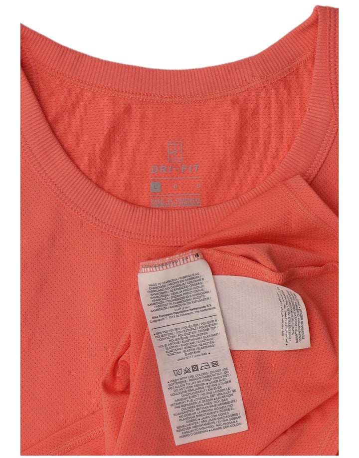 Nike Womens Dri Fit Vest Top UK 14 Large Pink Polyester