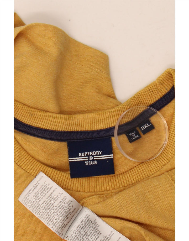 SUPERDRY Mens Graphic T-Shirt Top 2XL Yellow Cotton