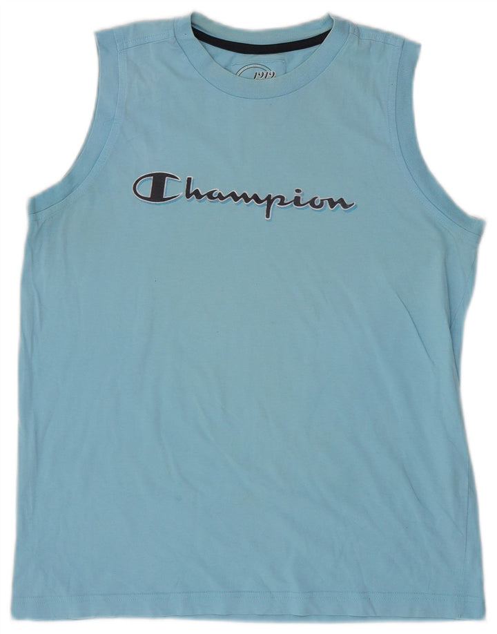 Champion Boys Graphic Vest Top 13-14 Years XL Blue Cotton