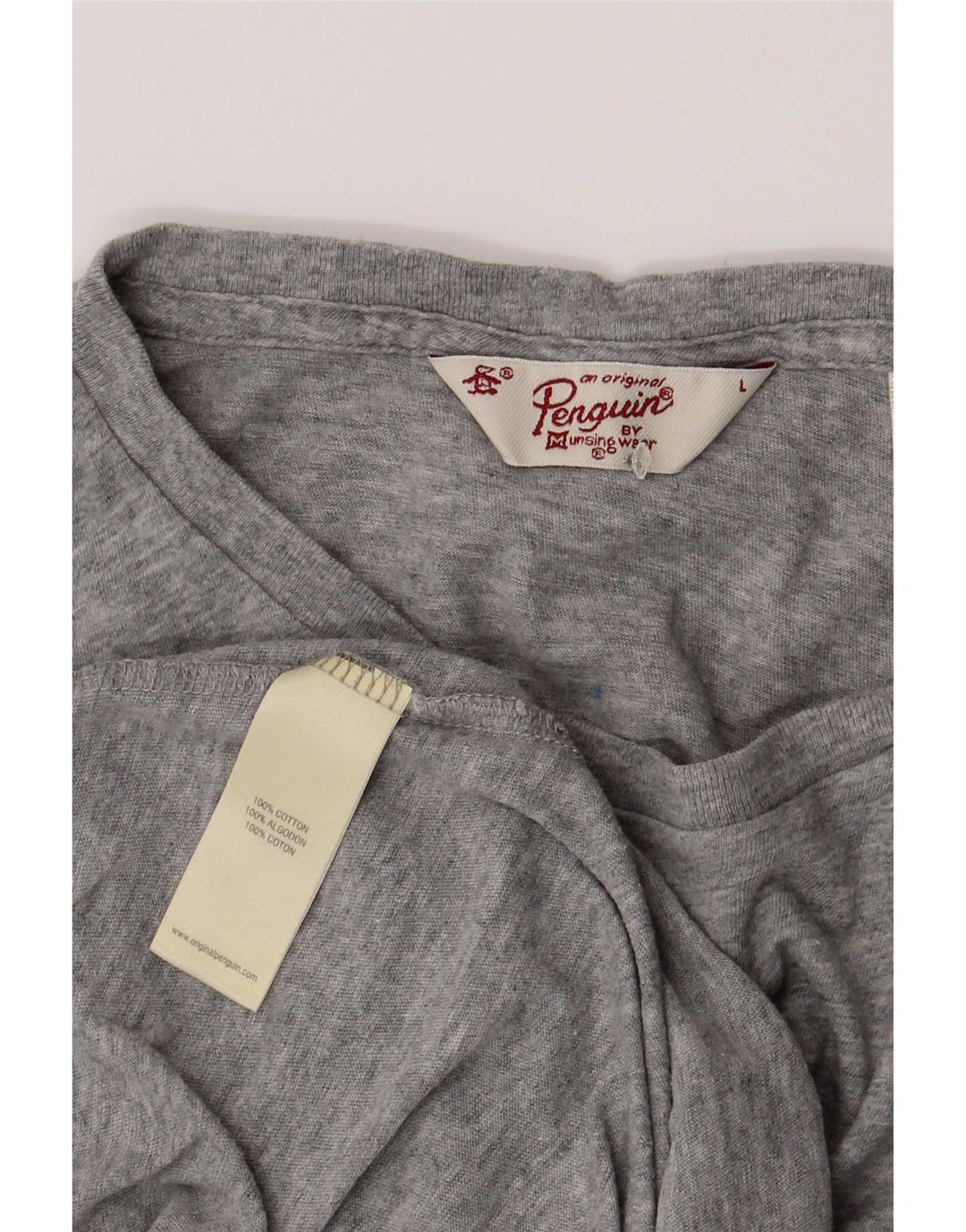 Penguin Mens T-Shirt Top Large Grey Flecked Cotton