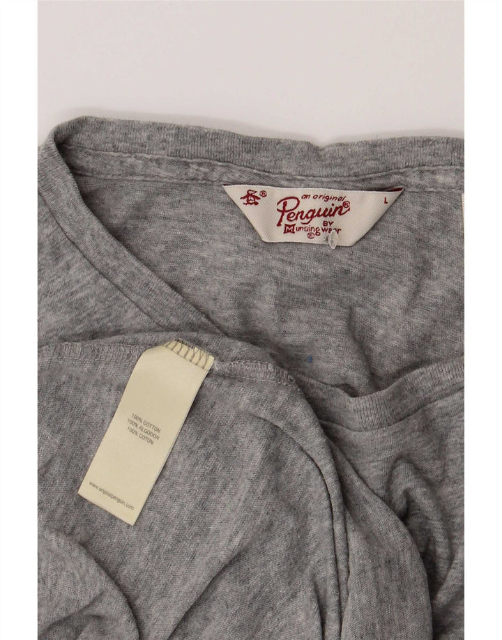 Penguin Mens T-Shirt Top Large Grey Flecked Cotton
