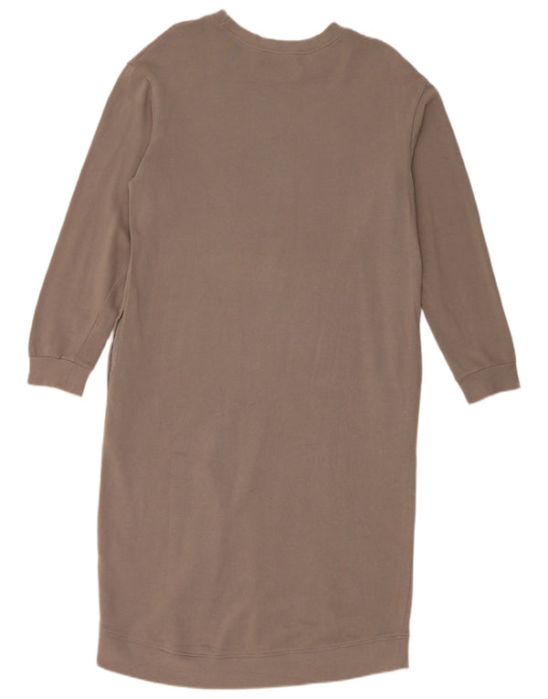 Zara Womens Long Sleeve Jumper Dress UK 10 Small Grey Cotton