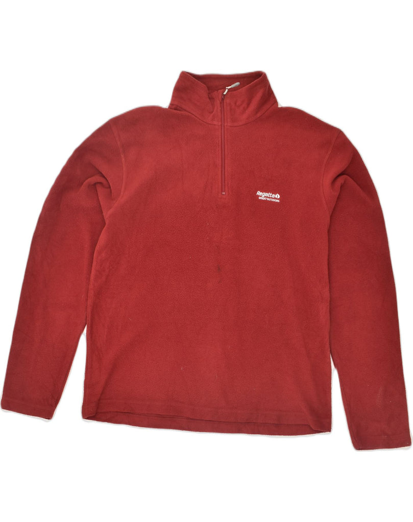 REGATTA Mens Zip Neck Fleece Jumper Medium Red Polyester | Vintage Regatta | Thrift | Second-Hand Regatta | Used Clothing | Messina Hembry 