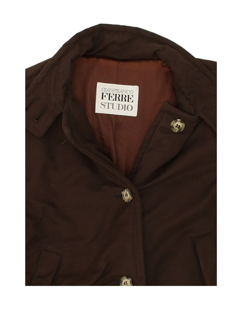 GIANFRANCO FERRE Womens Padded Coat UK 14 Large  Brown Polyester | Vintage Gianfranco Ferre | Thrift | Second-Hand Gianfranco Ferre | Used Clothing | Messina Hembry 