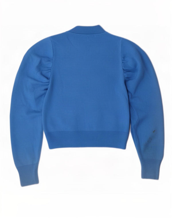Topshop Womens Crop Crew Neck Jumper Sweater UK 10 Small Blue Acrylic