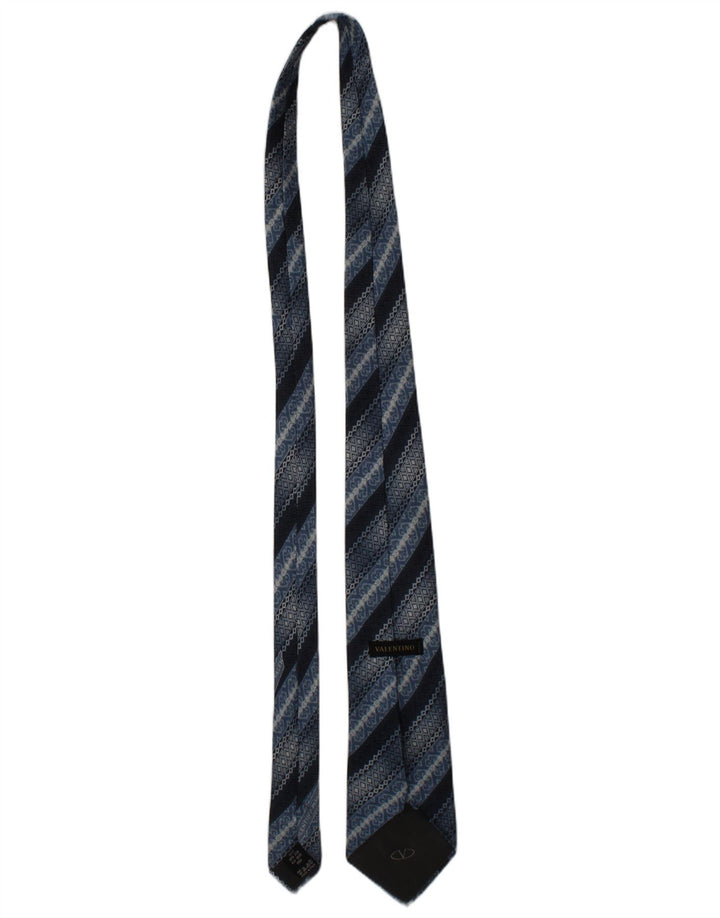 Valentino Mens Tie One Size Blue Striped Silk Designer