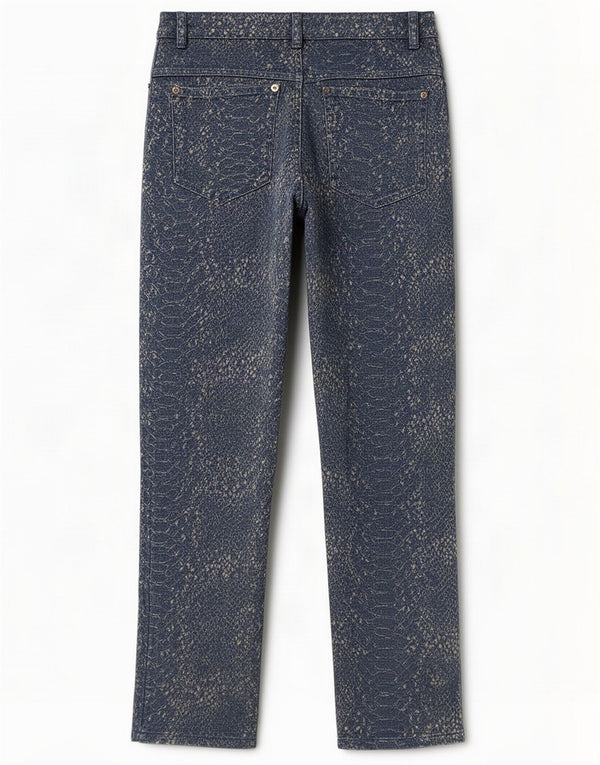 Vintage Womens Casual Trousers IT 42 Medium W28 L27 Blue Animal Print