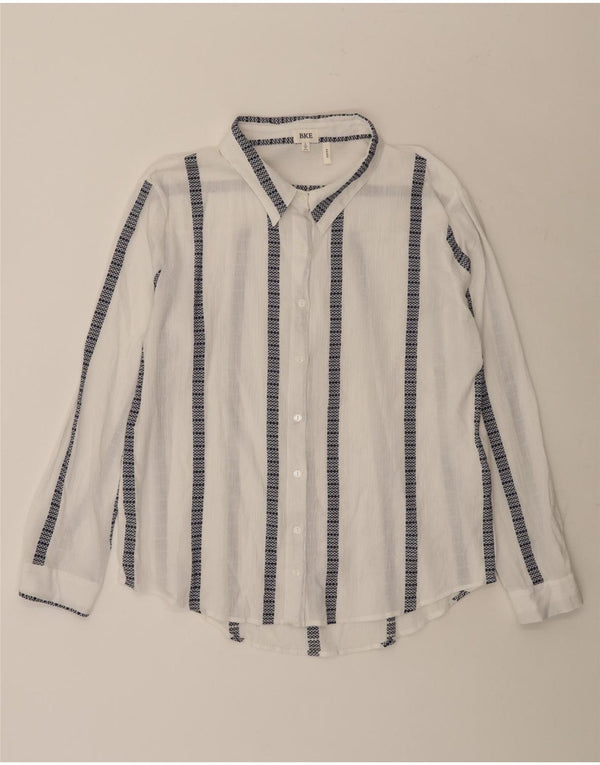 BKE Womens Shirt UK 16 Large White Striped Cotton