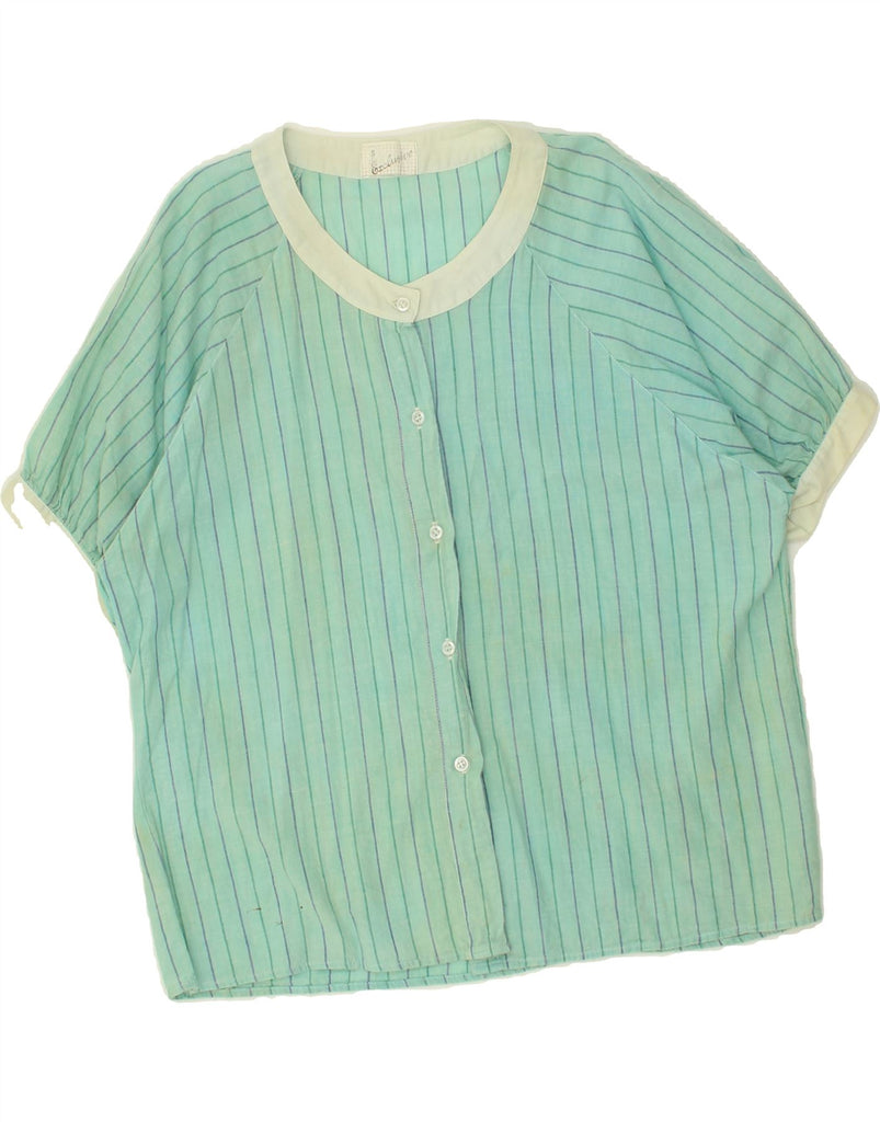 VINTAGE Womens Blouse Top UK 10 Small Green Striped | Vintage Vintage | Thrift | Second-Hand Vintage | Used Clothing | Messina Hembry 