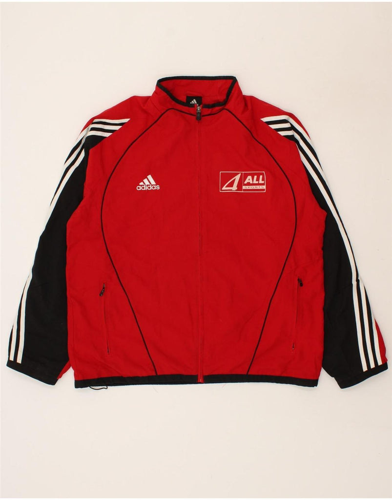 ADIDAS Mens Graphic Tracksuit Top Jacket UK 46/48 XL Red Colourblock | Vintage Adidas | Thrift | Second-Hand Adidas | Used Clothing | Messina Hembry 