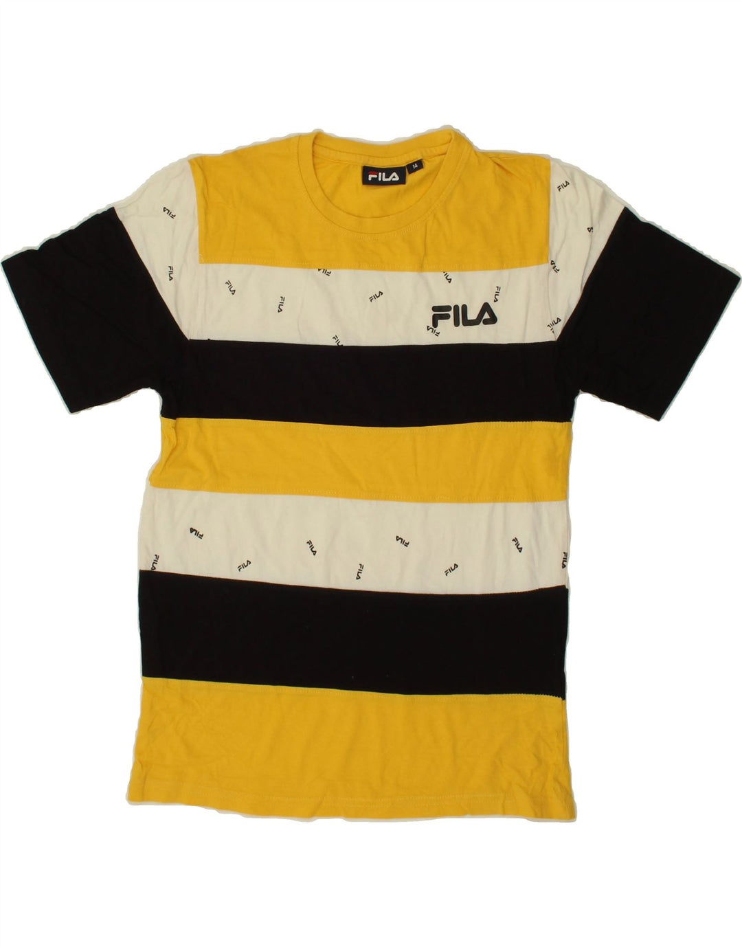 FILA Boys T-Shirt Top 13-14 Years Multicoloured Striped Cotton Vintage Fila and Second-Hand Fila from Messina Hembry 