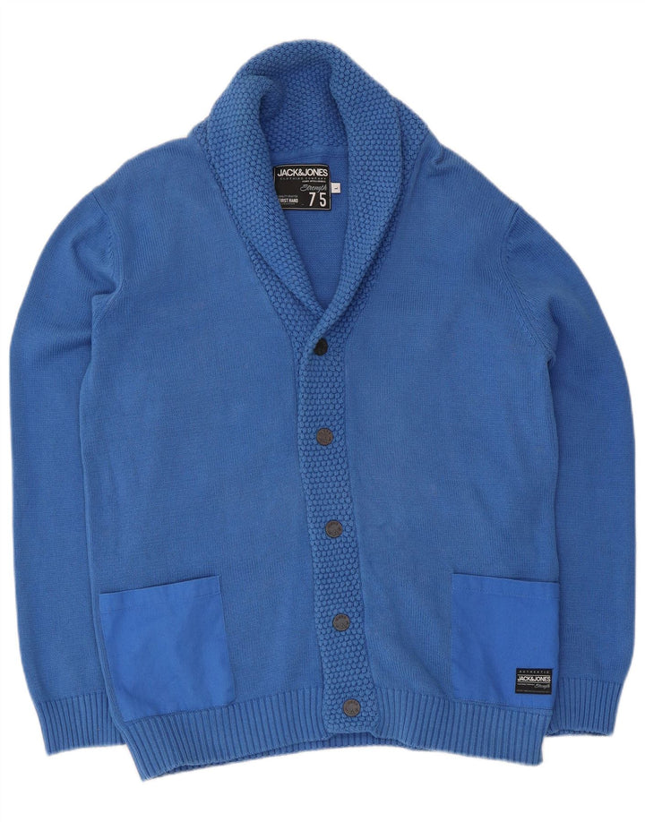 Jack & Jones Mens Cardigan Sweater Large Blue Cotton